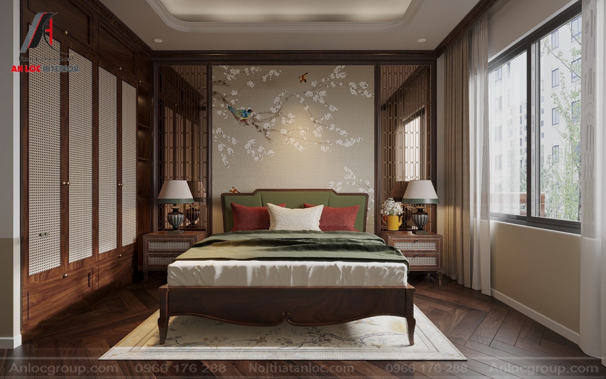 Phòng ngủ nhà ở thiết kế Indochine