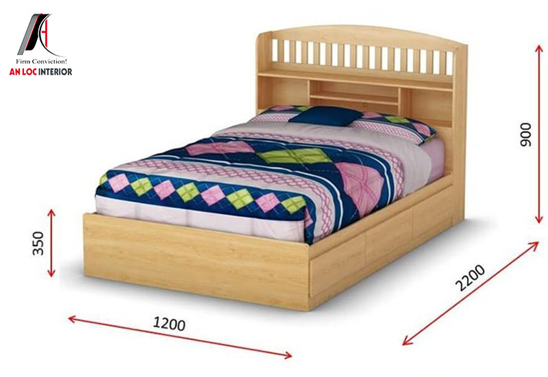 Kích thước giường đơn gỗ