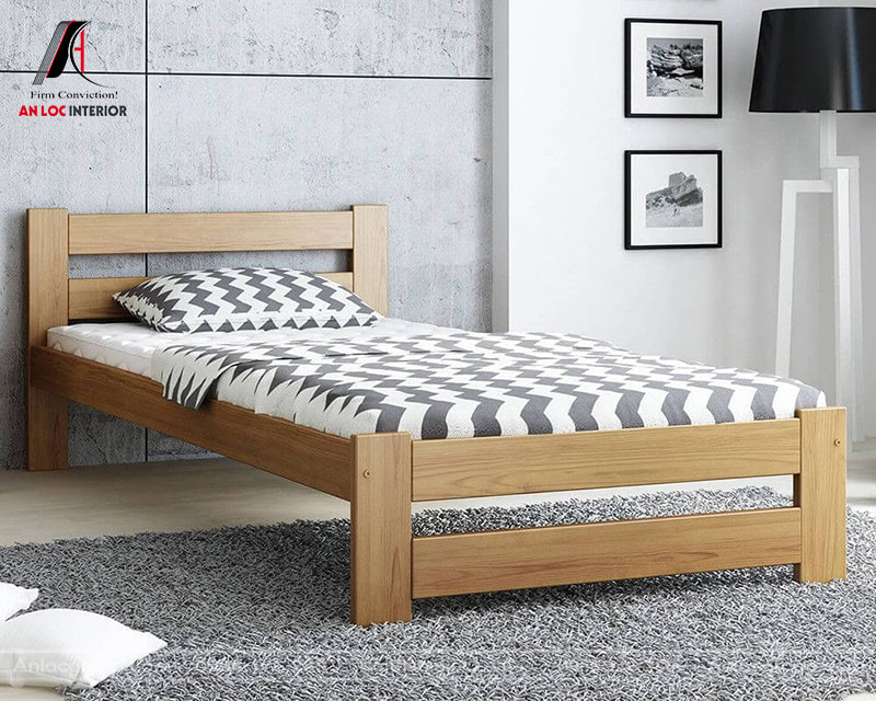 Giường ngủ đơn bằng gỗ sơn trắng đẹp hiện đại