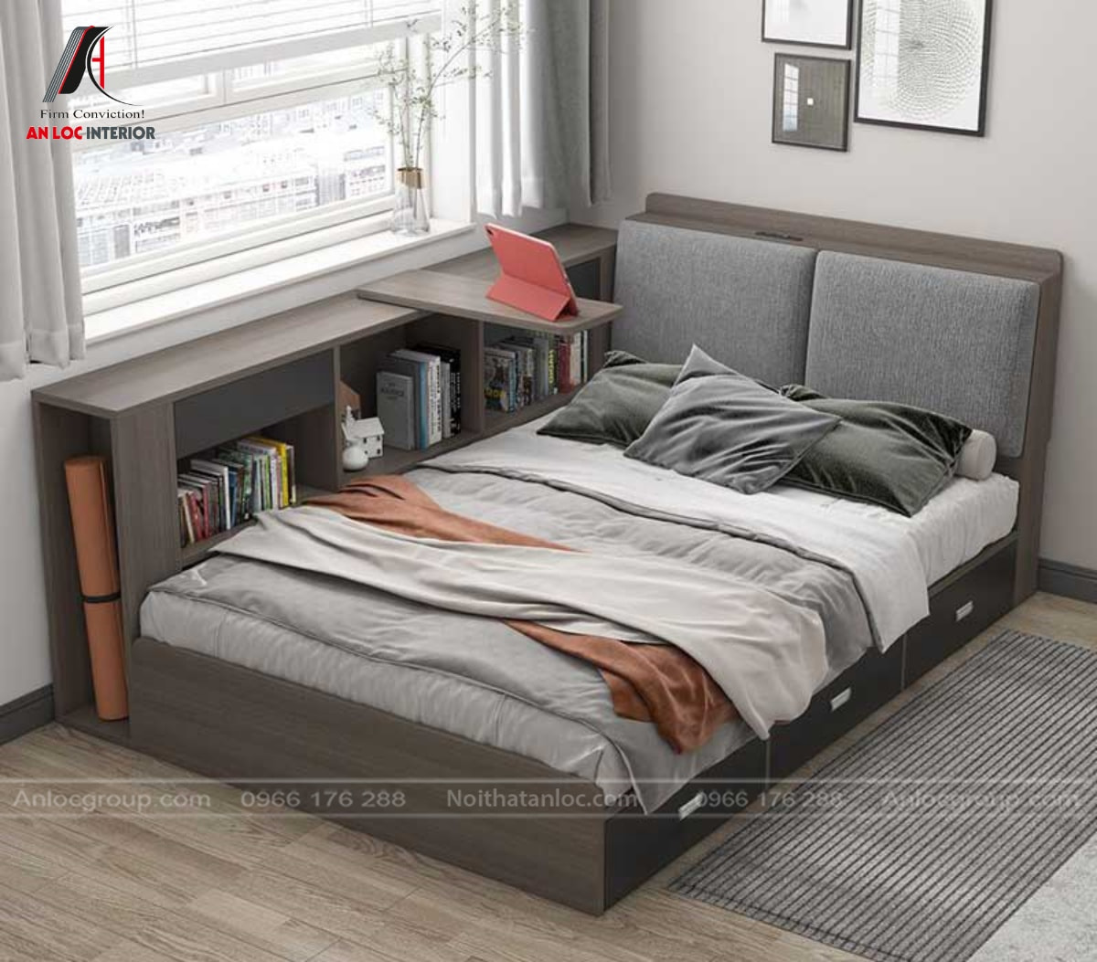 giường ngủ kết hợp bàn học