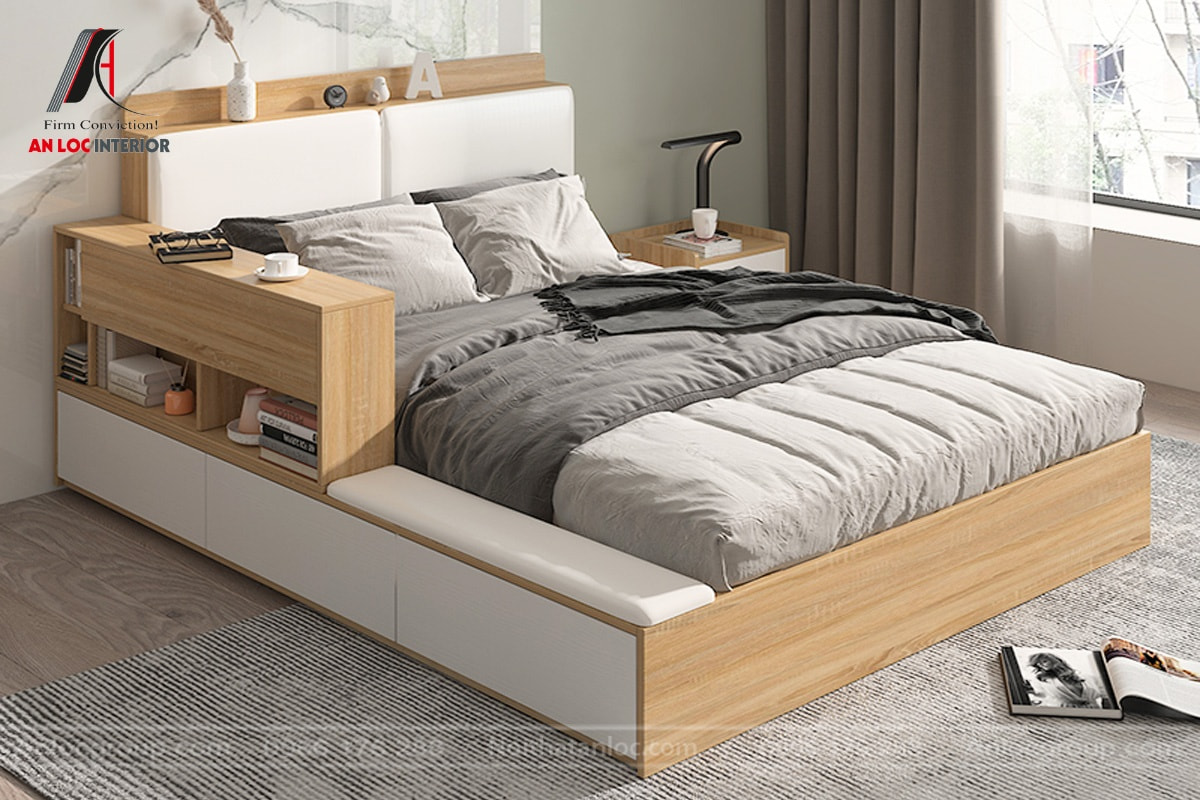 giường gỗ mdf phủ melamine