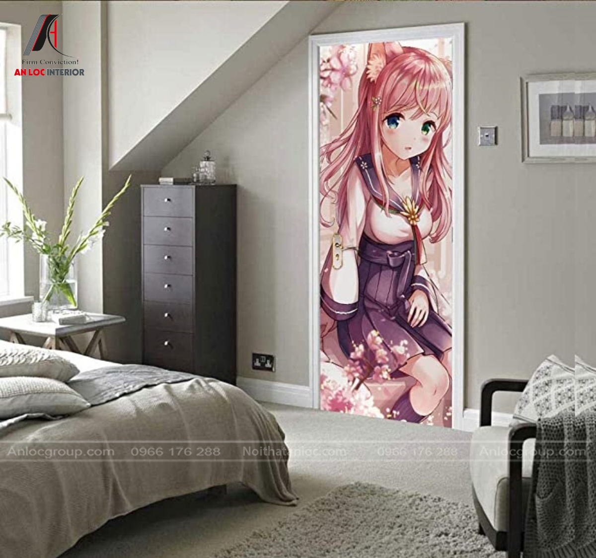 mẫu phòng ngủ anime hiện đại
