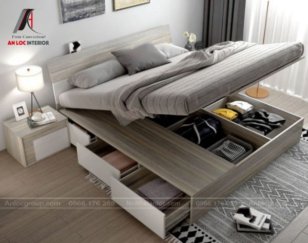 giường gỗ hộc kéo