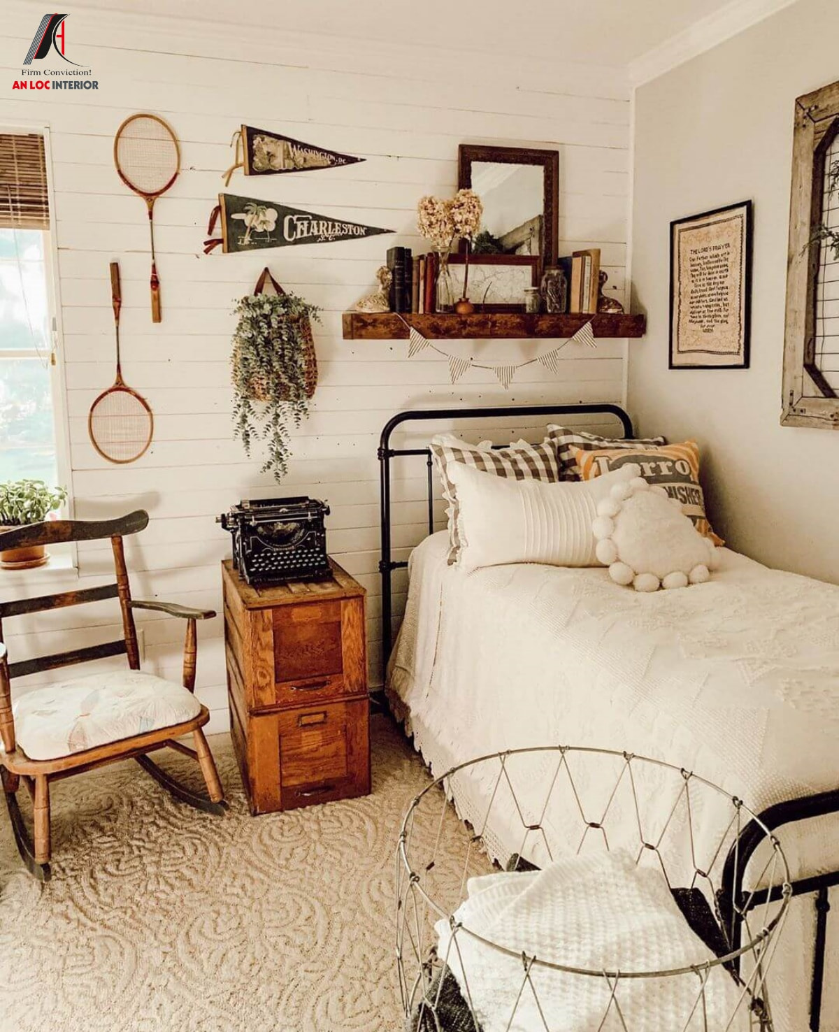 Decor phòng ngủ Vintage với đồ vật mang đậm dấu ấn thời gian