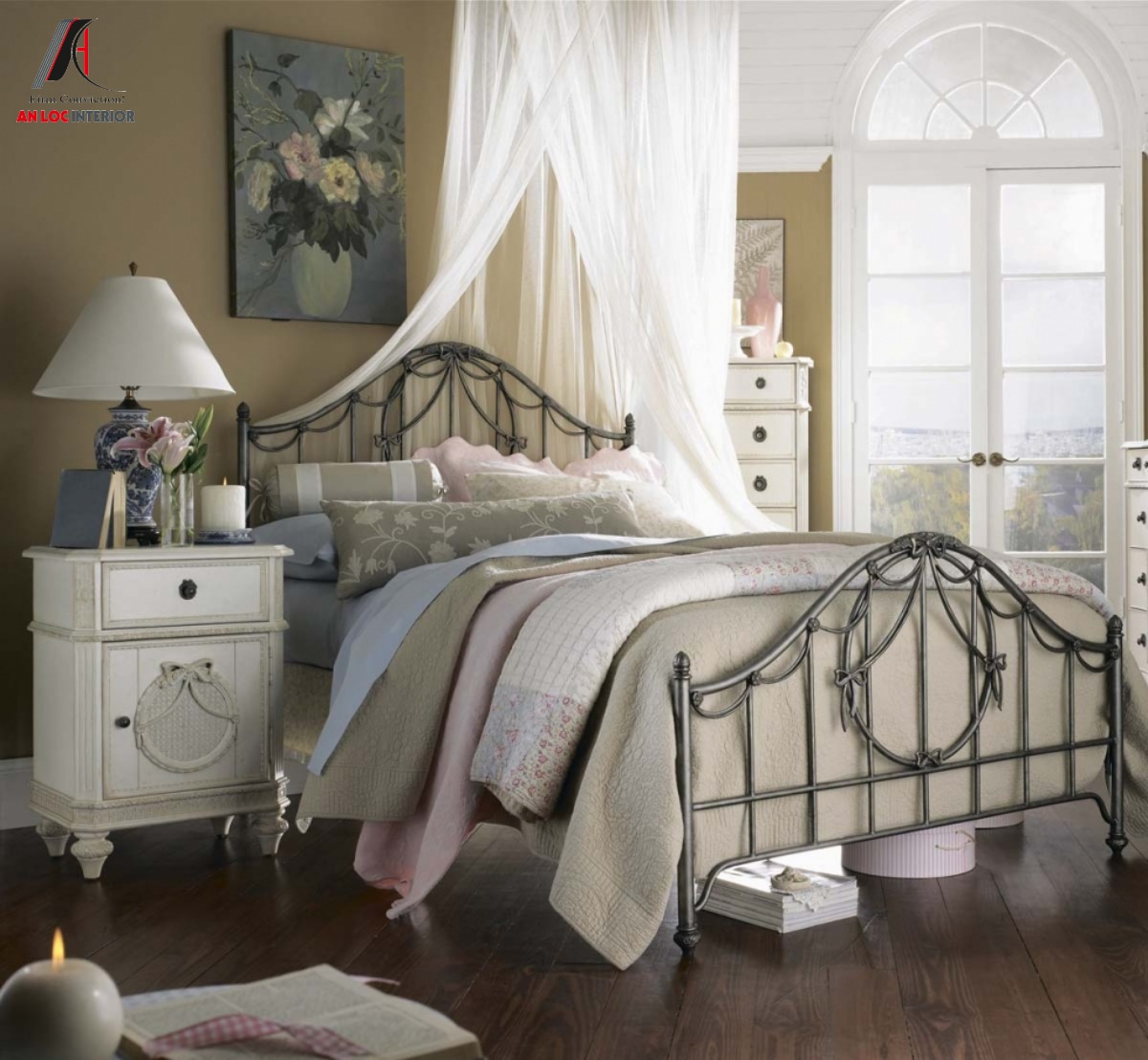 Mẫu giường ngủ Vintage bằng sắt phổ biến trong các thiết kế phòng ngủ