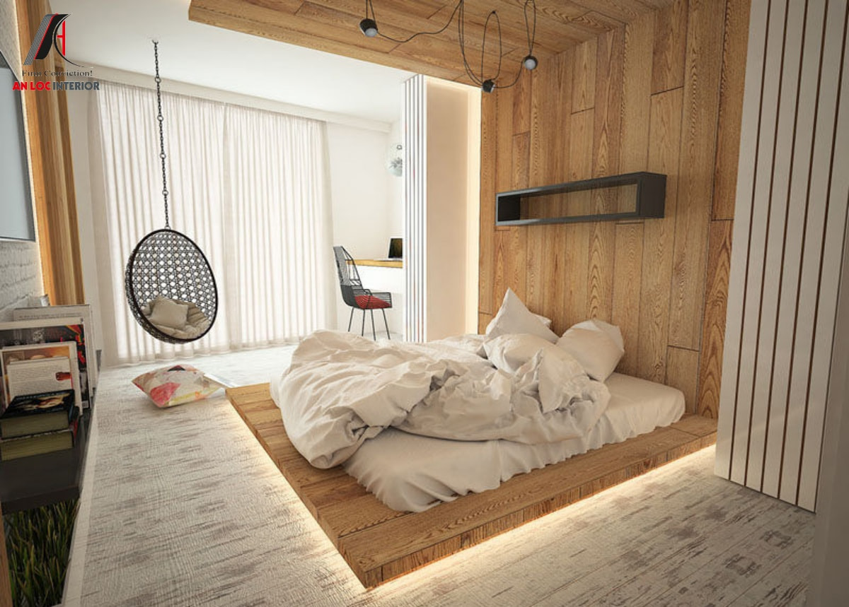 thiết kế phòng ngủ không cần giường