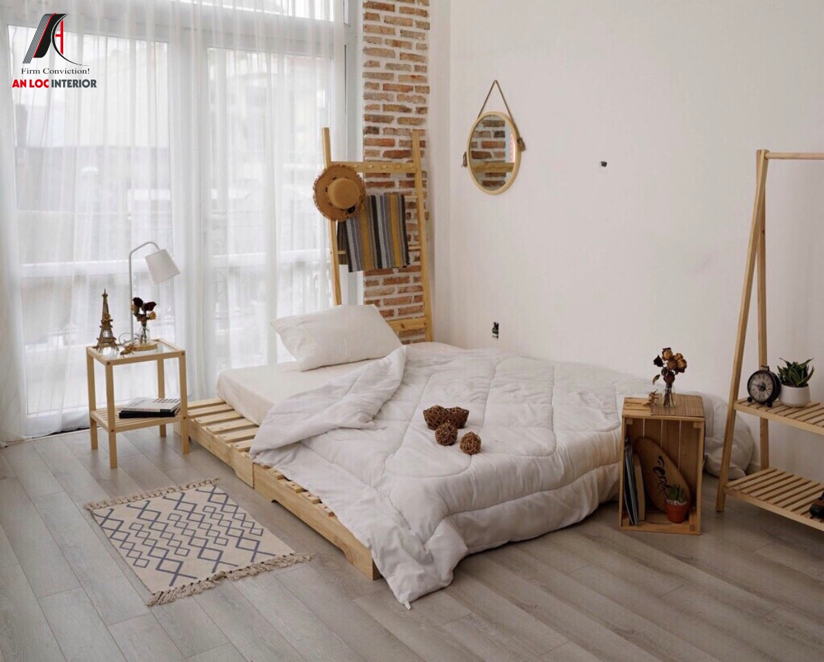 Đồ nội thất đơn giản được kê sát tường giúp tiết kiệm diện tích cho phòng ngủ nhỏ kiểu Vintage