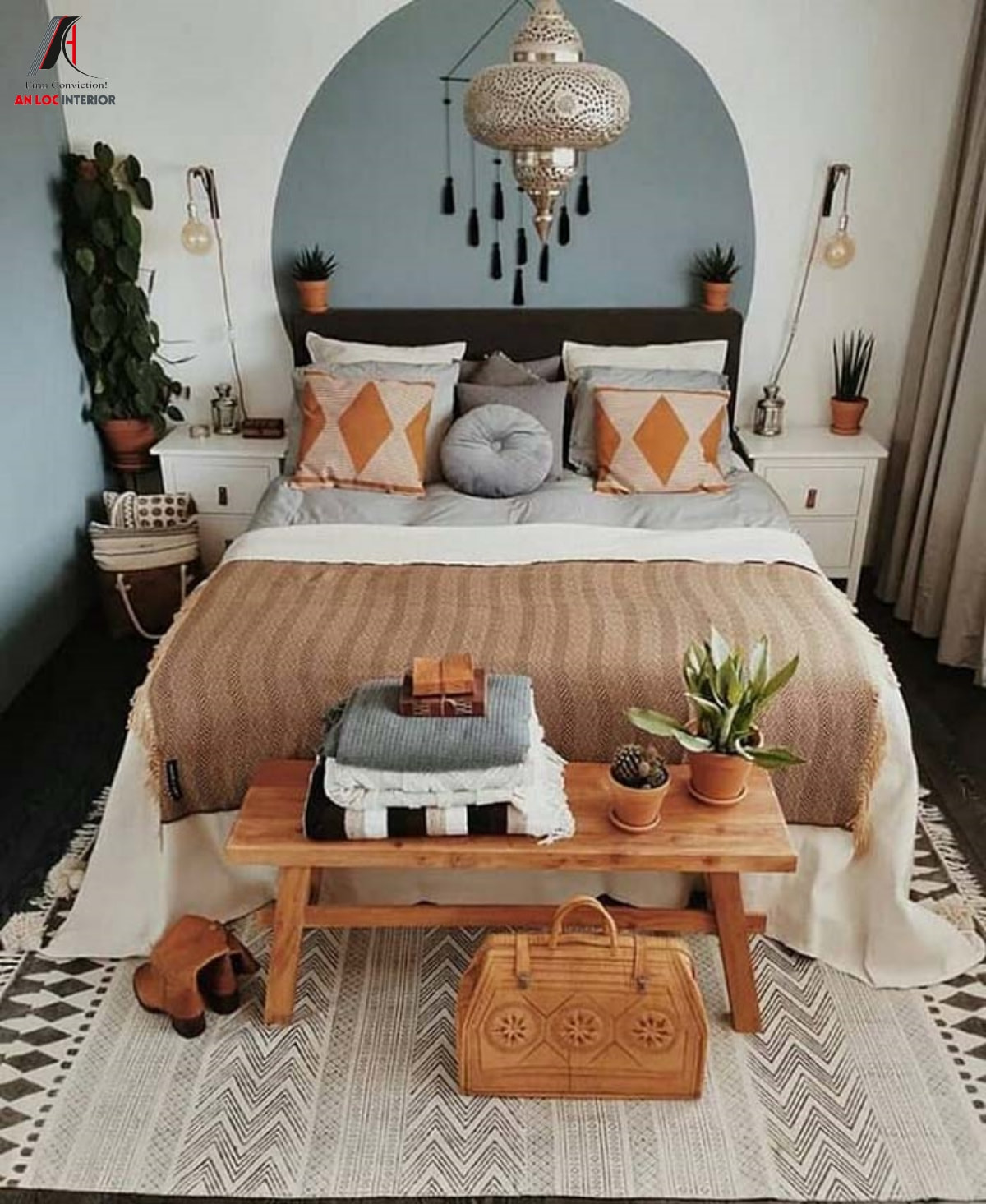 Decor phòng ngủ nhỏ Vintage phối màu sắc hài hòa