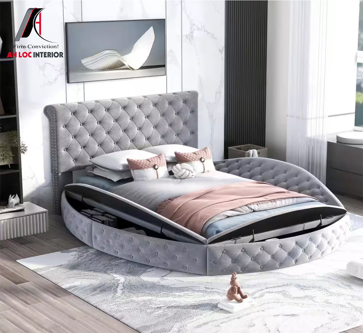 Mẫu 23: Giường ngủ hình tròn đa năng, có ngăn chứa đồ tiện lợi