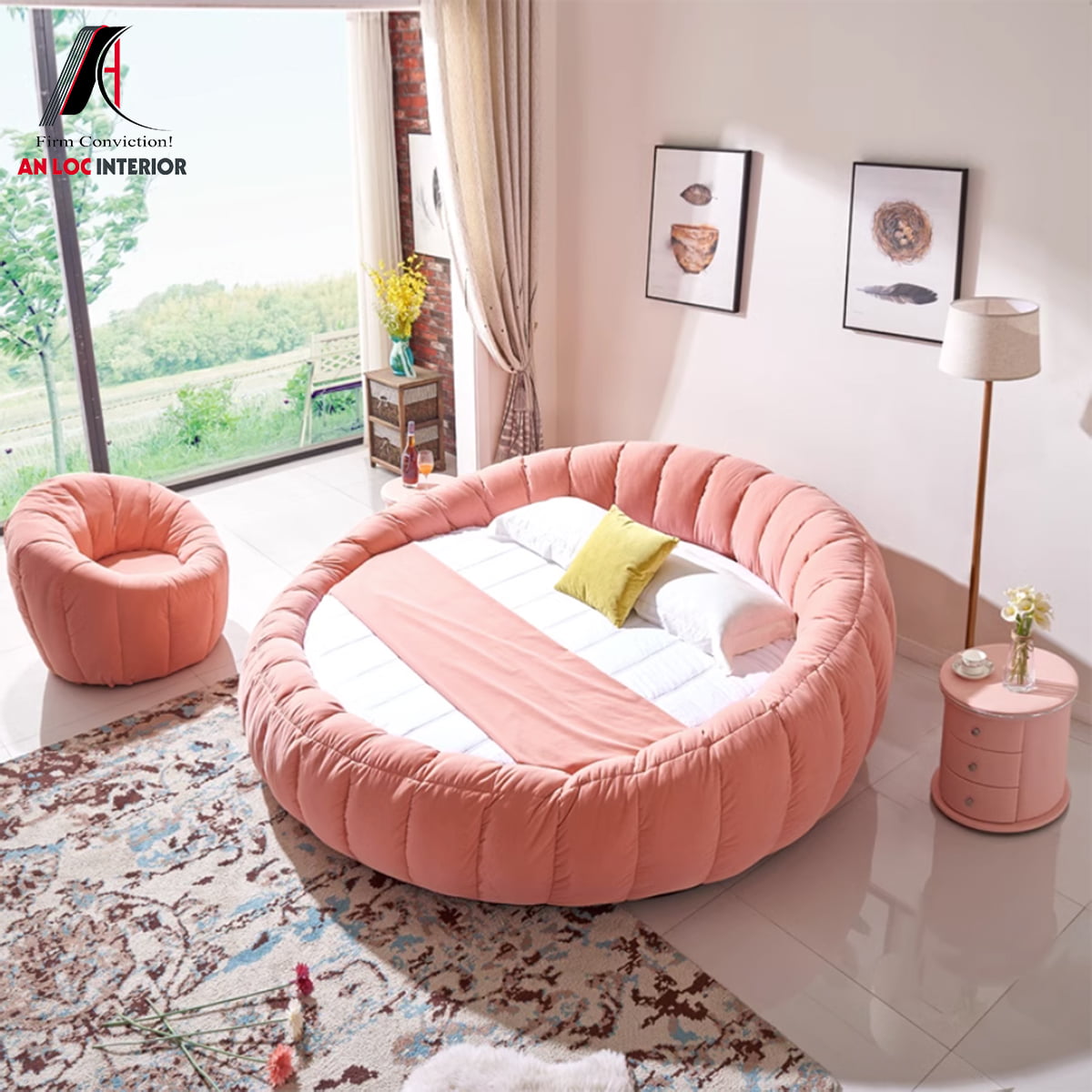 Mẫu 18: Thiết kế giường ngủ hình tròn công chúa đảm bảo an toàn 