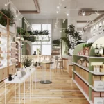 Decor cửa hàng mỹ phẩm không gian xanh 