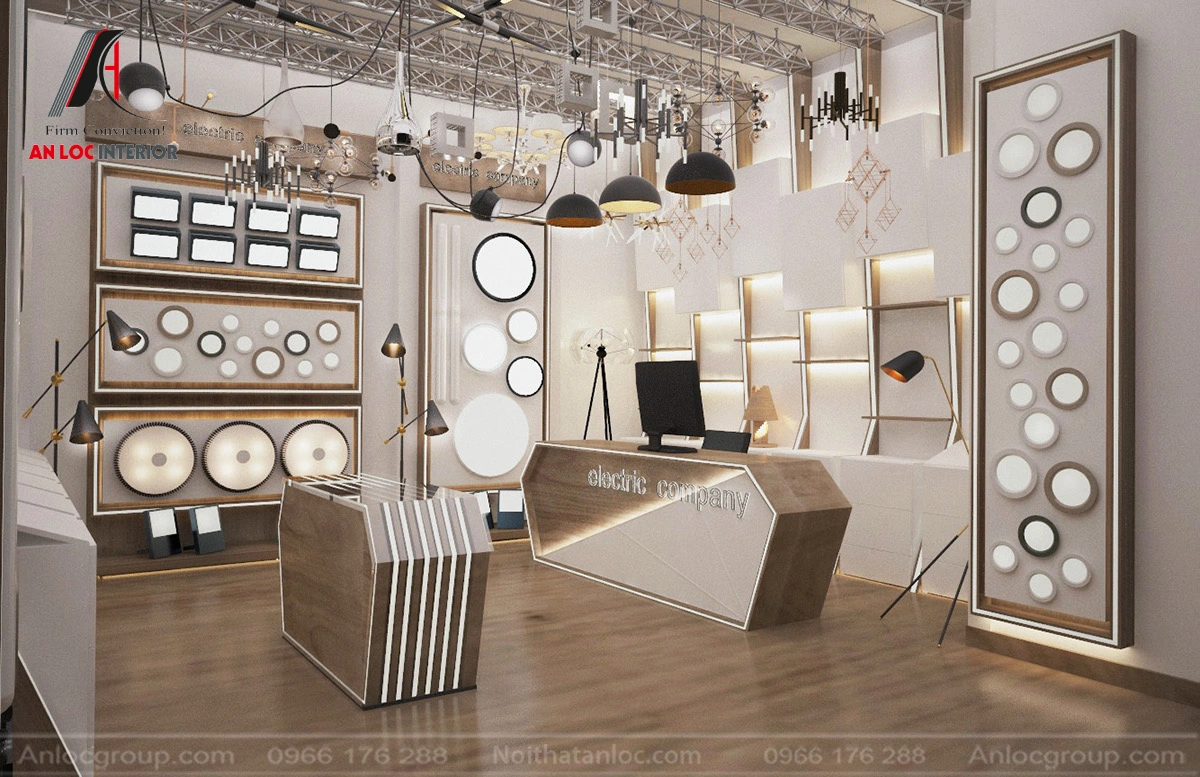 Thiết kế showroom đồ nội thất dạng hình khối 